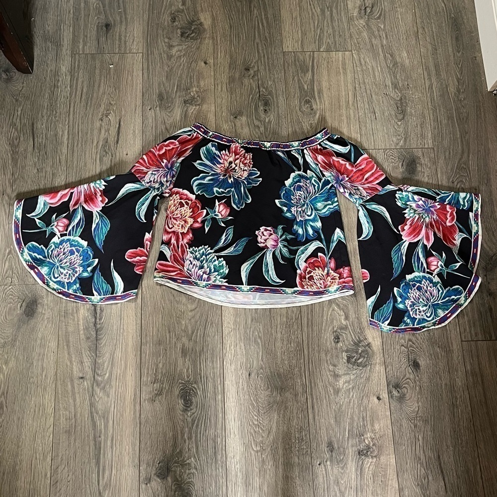 Flying Tomato Off Shoulder Bell Sleeve Floral Blouses Women’s XS